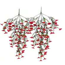 2 束逼真仿真 DIY 装饰抗紫外线花束，人造植物适用于家庭、走廊、花园、庭院、餐桌、客厅、婚礼派对装饰、人造装饰品、假植物、假藤蔓、壁挂人造藤蔓、假花、婚礼派对装饰人造植物、情人节 - 彩色 - 查看 14