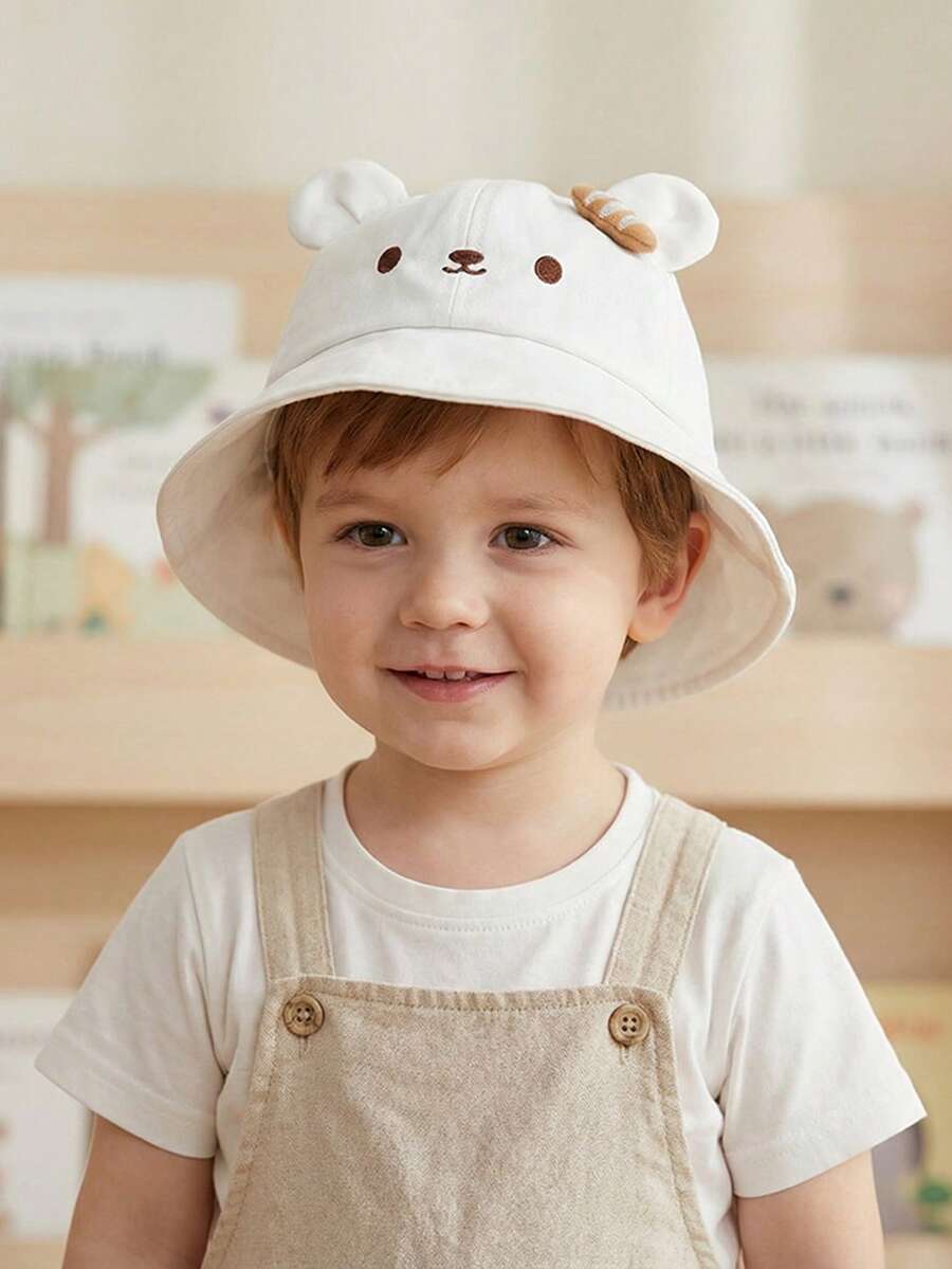 1pc Kids Summer Bucket Hat, Bear Pattern Bucket Hat, 48cm For 1-3Y Boys Girls, Cute & Versatile - Multicolor - View 1