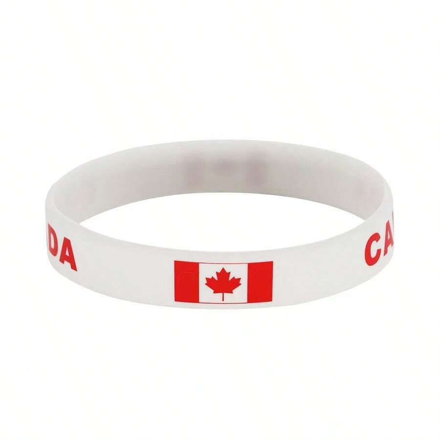2026 World Cup Fan Silicone Wristband, Canada & Mexico National Flag Football Cheering Bracelet - Multicolor - View 1