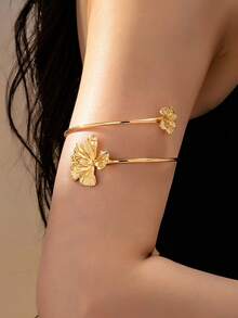 1 pieza Brazalete con forma de flor personalizado y exagerado de moda europea y americana, minimalista y versátil para uso diario de alta gama - Dorado - Ver 1