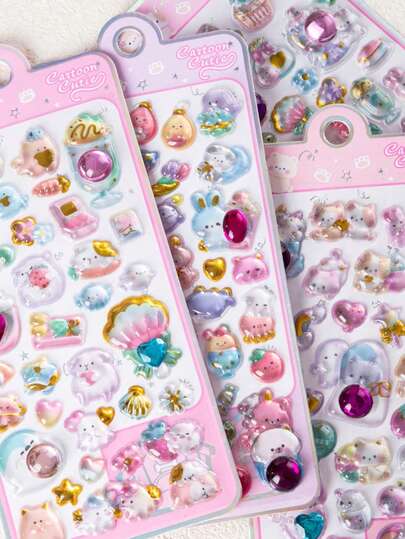 Hình dán epoxy 3D Kawaii Crystal, hình dán dập nổi với thiết kế ma và động vật hoạt hình dễ thương, trong suốt, chống thấm nước, thích hợp làm quà tặng, trang trí ốp điện thoại DIY, dễ thương và vui nhộn, hình dán trang trí cho bình nước, tủ lạnh, điện thoại, sổ tay.
