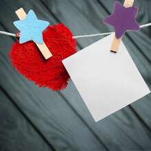 50个迷你木质夹子，照片夹，适合固定照片，手工DIY木质夹子 - 彩色星星 - 查看 3