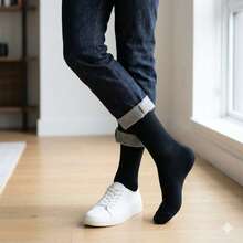 Men's Knee-High Socks, Large Size 45/48, Selene - 黑色 - 查看 2