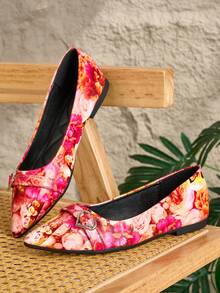 Women's Red Mary Jane Flat Shoes - Vintage And Versatile, Soft Rubber Sole And Padded PU Insole - Comfortable For Office And Casual Wear, Suitable For Spring All-Day Wear, Women's Flats, Elegant, New, Fashionable, Minimalist, Slip-On, Gifts For Valentine's Day, Mother's Day, Weddings, Parties, Office And More - Hot Pink - View 3