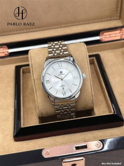  Pablo Raez 1pc Stainless Steel Man Wristwatch Original Charming Business Men Watch Male Top Brand New AAA Clock Silver Non Tarnish Color Wristwatch For Man Luxury Solid Steel Metal Bracelet Chain Superior Feeling Fashion Designer Styles Bar & Roman Numeral Scales With Calendar Display 50M Waterproof Quartz Dress Wristwatch With Date Steel Hands Casual Nice Gifts For Boy Friend Or Family Father Fit For Daily Life/Work/Party Decorations Student Watches Graduation Wedding Birthday Present
