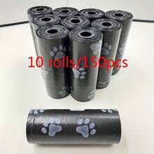 5 Rolls/75pcs, 10 Rolls/150pcs, 20 Rolls/300pcs Litter Cleaning Bags With Printed Black Paw Prints For Feces Disposal, Cleaning Bags - Multicolor - View 11