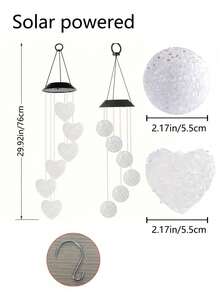 1 Luz de campana de viento solar en beige, disponible en dos formas (circular con forma de corazón), luz colgante beige con forma de corazón con LED que cambia de color para uso en exteriores, luz decorativa, luz para ambiente festivo, luz para villa, jardín y paisaje - Multicolor - Ver 10