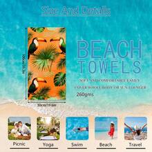 1pc Toucan Tropical Leaf Beach Towel, Super Soft Microfiber Extra Large Beach Blanket, Super Absorbent Bath Towel, Suitable For Travel, Pool, Diving, Surfing, Yoga, Camping, Available In Multiple Sizes, Beach Accessories For Beach, Pool, Travel, Camping, Yoga - Birds - View 27