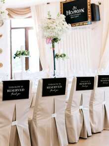 4pcs Reserved Seat Signs, This Row Is Reserved, Church Pew Bench Seat Covers, Wedding Decor, Reception, Celebration, Conference (Black) - Black - View 4