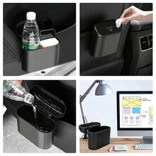 1 pieza Papelera mini negra para coche con tapa, de material ABS a prueba de fugas, con 30 bolsas de basura desechables, diseño colgante para la puerta del coche, universal para vehículo, oficina, dormitorio y uso doméstico, organizador compacto y ahorra espacio, accesorio esencial de almacenamiento interior para automóvil - A - Ver 4
