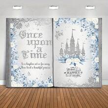 Decoración de fondo de castillo de princesa con brillo rosa y dorado con patrón arcoíris, sin necesidad de energía, pancarta de fiesta multiusos adecuada para inauguración de casa, aniversario y diversas ocasiones, disponible en múltiples estilos y tamaños - f - Ver 3