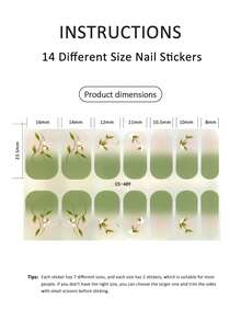 Waterproof Self-Adhesive Nail Art Stickers Set, Fresh Designs Suitable For Autumn/Winter Nail DIY - Mint Green - View 4