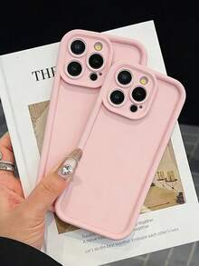 2pcs Thick Textured Pink Material Minimalist Anti-Drop Thick Phone Protective Case With Printing, Compatible With Iphone 17/17 Pro/17 Pro Max/16/16 Pro/16 Pro Max/16 Plus/15/15 Pro Max/12 Pro Max/13 Pro Max/14 Pro Max, 13, 14, 11, 12P, 14P, 11P, 12P, XS, XR, 7/8P, 7/8G, ES2 - Pink - View 2