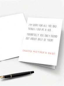 1 Tarjeta de Día de la Madre divertida con sobre - "Sorry For All The Bad Things I Did As A" Saludo humorístico para mamá, tía, abuela, hija o esposa, perfecto para celebraciones del Día de la Madre, regalo del Día de la Madre para mamá - A - Ver 6