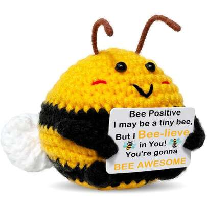 1件Zelaxeyi可爱迷你蜜蜂趣味礼物，送给女性的积极蜜蜂钩针玩偶，鼓舞人心的心理健康礼物，送给家人和朋友。
