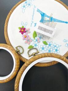 Vintage Embroidery Hoop Set (With Needles) - 3 Sizes Of Round Embroidery Hoops (8.2cm/13.7cm/17.3cm) + 16 Assorted Embroidery Needles, Complete Set For Cross Stitch, Embroidery, DIY Handicrafts - Antique Embroidery Hoop - View 6
