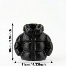 Puffer Jacket Pen Holder, Zipper Hoodie Pencil Cup Desk Organizer, Novelty Jacket-Shaped Desktop Decor For Office Home (Black/White) - 1pc - View 8