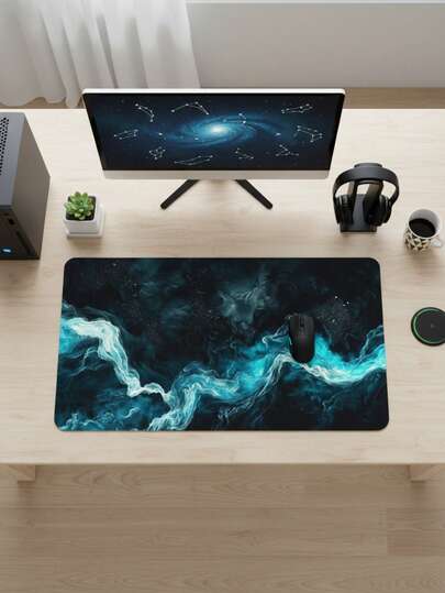 Large Size Mouse Pad, Waterproof Non-Slip Smooth Fabric Surface, Deep Sea Glowing Smoke Art Pattern, Also Suitable As Keyboard Pad, Desk Mat Or Book Stand, Suitable For Gamers, Office And Dorm Use, Compatible With Mouse And Trackball, Gift For Gamers