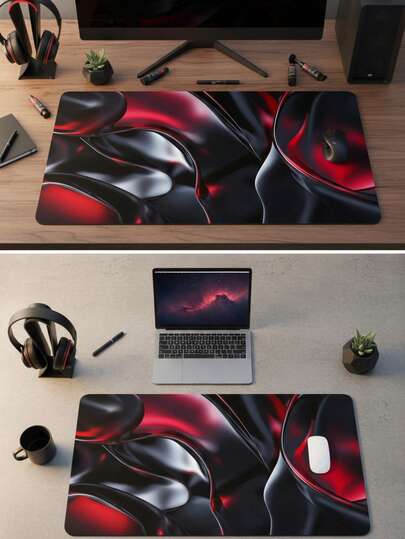 大号鼠标垫，防水防滑光滑布面，红黑流光艺术图案，也可作键盘垫、桌垫或书架使用，适合游戏玩家、办公室和宿舍使用，兼容鼠标和轨迹球，是送给游戏玩家的绝佳礼物。电子产品 > 电脑及办公用品 > 鼠标垫及腕托 > 鼠标垫