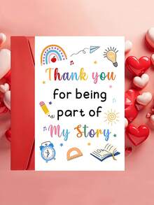 1pc "Thank You For Being Part Of My Story" Thank You Card With Envelope - Rainbow Design, Ideal For Teacher, Professor & Mentor, Perfect Gift From Student & Parent, Blank Inner Page - A - View 6
