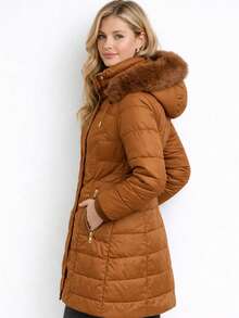 Women's Parka Made Of Super Warm, Waterproof Nylon With A Fleece-Lined Hood For Winter. - Lạc đà - Xem 2