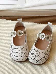 1双镂空时尚经典休闲鞋，系带休闲优雅校园男女童鞋，透气防滑，适合春、夏、秋季穿着，易穿易搭配 - 白色 - 查看 15