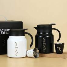 Bộ quà tặng doanh nghiệp 3 món: Bình pha cà phê Ả Rập cách nhiệt chân không 1000ml kèm 2 cốc hai lớp, chịu nhiệt và giữ lạnh, quà tặng truyền thống phù hợp cho gia đình, văn phòng, nhà hàng. - màu đen - Xem 6