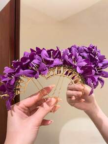 1 pieza Nuevo pasador de pelo con diseño floral, versátil clip de pelo con estilo retro elegante, accesorio de pelo para moño, adecuado para primavera/verano, vacaciones, fotografía, boda, accesorios, tocado, pasadores para peinado - Multicolor - Ver 4