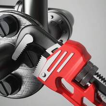 8英寸重型直柄管钳，铝合金可调式水管钳，高碳钢大容量管夹，水管工具 - 八寸紅柄鉗 - 查看 4