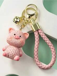 1 Pc Cartoon Cute Pig Exquisite Small Animal Keychain Resin Doll Bag Pendant Car Keyring Female Charm Accessories Car Accessories Bag Charm School Animal Goth Y2k - Pink - 查看 2