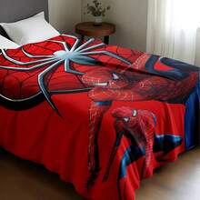 This Is A Marvel Spider-Man Themed Flannel Blanket, With High-Saturation Fuchsia And Black As The Main Colors, Full Of Futuristic And Visual Impact, Creating A Tense And Mysterious Atmosphere, With The Features Of Warmth And Softness, Suitable For Use As A Sofa Throw, Nap Blanket, Bedding Decoration, Etc. - Red - View 6
