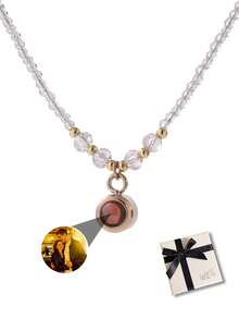1pc Customized Women's Projection Necklace, Personalized Beaded Projection Photo Necklace, Suitable For Girlfriend's Customized Photo Projection Jewelry, Applicable For Birthday, Graduation Ceremony, Dance, Party, Women's Jewelry, School Supplies, Teenagers, Middle School Students, High School Students, College Freshmen, Sophomores, Lower Grade Students, Customized Fashion Accessories, Graduation Souvenir, Dance, Party Jewelry - Multicolor - View 12