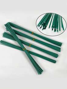 200/100/50/30/10支装绿色涂层花茎，DIY工艺和插花铁丝，人造花材花茎，绿色铁丝，适用于DIY手工花卉、玫瑰、毛线编织花束，扎线制作材料，防水铁丝，适用于节日装饰和工艺项目，植物攀爬支撑架，可调节花园棚架，可塑形植物支架，多用途人造花茎，超级结实且可卷成各种形状，DIY花束装饰配件，园艺工具（颜色随机） - 綠色 - 查看 9