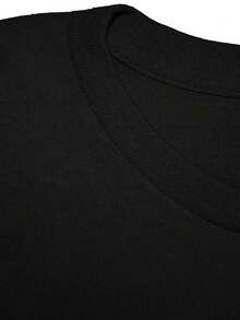 Modern, Fun, And Neutral T-Shirt With Black Doll Face Print, Casual Wear, Gift, Versatile Fashion For Holidays And Everyday Use, Gifts For Couples And Friends, 100% Cotton, 1 Piece - 黑色 - 查看 4