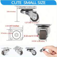 4/8 Pcs Small Caster Wheels, 1/2inch Mini Swivel Caster Wheels, Low Profile Self Adhesive Plate Casters Rollers For Furniture, Kitchen Appliances, Light-Duty Projects, Planters - Brown- 4 Pcs - View 3
