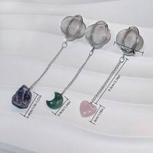 1/2/3/5件套304不锈钢茶漏，饰以紫水晶/石英晶体，造型多样，如月亮形、心形、不对称形等，是饮茶必备，也是毕业季的理想之选。 - 彩色 - 查看 5