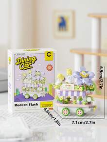 Kleines Bauklötzchen Spielzeug, baue eine süße Imbisswagen Szene, geeignet als Schreibtisch Dekoration, Bauklötze, Blockdisplay, Stressabbau, Sammlerstück Geschenk, Ostergeschenk, Geburtstagsgeschenk - Verschiedenfarbig - Übersicht 16