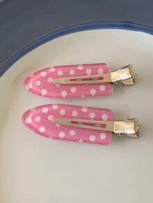 2pcs Polka Dot Hair Clips, Versatile Girly Bangs Clips, Side Hairpins, Sweet Elegant Hair Accessories - Multicolor - View 3