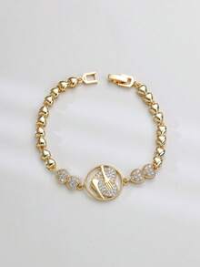 1PC 14K Gold Plated Exquisite Plated Hug Bracelet Best Gift For Friends Besties Symbol Friendship - Gold - View 9