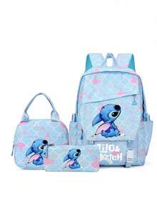 Ba lô học sinh hình hoạt hình Stitch, nhẹ, quà tặng gia đình/ngày lễ/Halloween/Giáng sinh, ba lô đa năng dễ thương, nhẹ nhàng, cặp sách học sinh, bộ 3 ba lô, ba lô in hình du lịch ngoài trời - Nhiều màu - Xem 11