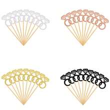 10pcs/24pcs/34pcs Gold Glitter Cupcake Toppers - Bride, Ring, Heart And Dress Decorations Suitable For Wedding Party, Engagement Party Decor - Multicolor - View 8