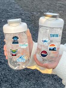 53 Pcs Swim Theme Sticker Pack, Street Retro & Fresh Styles, "Oxygen Is Overrated" Quotes, Durable For Water Bottle, Laptop & Swim Bag, Scrapbook Stickers - Swim - View 4