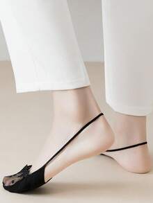 1/5/10 Pairs New Transparent Short Lace Leg Warmers, Sexy Summer Fishnet Sheer Ankle Leg Warmers, Invisible Non-Slip Sock Liners - Multicolor - View 5