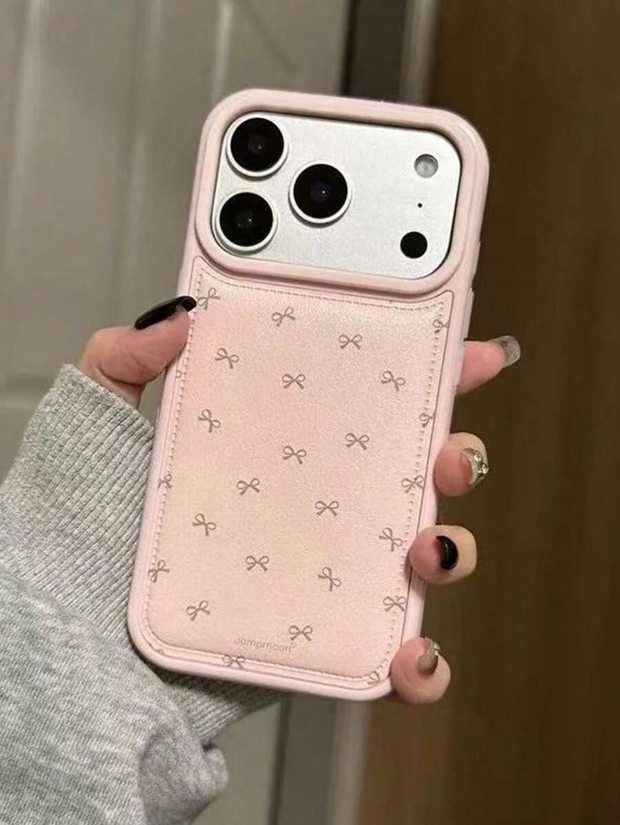 蝴蝶结软硅胶手机壳，适用于 17 Pro Max、17 Pro、16/15 Plus、14/13 Pro Max、12、11，防摔全包 - 粉色 - 查看 1