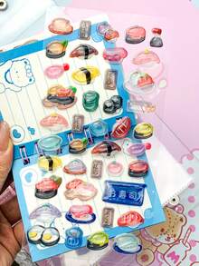 3D Cute Japanese Food & Dog Themed Crystal Stickers, Shiny Jelly Resin Decals For Phone Case Notebook DIY, Gifts For Stationery Lovers.Home And Room Decoration, Party Decoration, Birthday Gifts, Various Festival Gifts Selection, Fashionable. - Multicolor - View 5