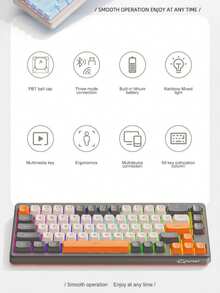 M68 无线蓝牙三模式机械键盘，配备游戏/办公静音 PBT 键帽，赠送 Wolf - 查看 2