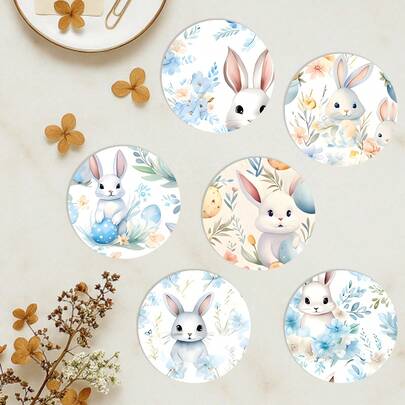 6 pièces Dessous de verre en bois de lapin de Pâques, convient pour le patio, la cuisine, le salon - Pâques, Halloween, Saint-Patrick, cadeau de fête parfait