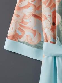 Áo khoác kimono satin kiểu Nhật màu xanh nhạt họa tiết hoa cúc – Kiểu dáng thanh lịch, mở phía trước, nhẹ nhàng, thích hợp cho kỳ nghỉ hè trên bãi biển, mặc ngoài bikini và trang phục mặc nhà thoải mái mùa xuân. - Màu xanh nhạt - Xem 8