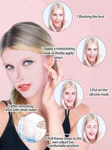 女士硅胶足部护理套装，包含一双浅粉色和紫色保湿防皲裂足套，完美呵护干燥皲裂的脚踝，是理想的母亲节礼物——时尚又健康的足部护理套装 - 粉色 - 查看 3