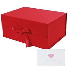 Hộp quà kích thước 9,5" x 7,1" x 4,3" có nắp, ruy băng và khóa nam châm, thích hợp làm quà tặng Ngày của Mẹ, quà cho phù dâu, quà sinh nhật, hộp quà cao cấp. - màu đỏ - Xem 13
